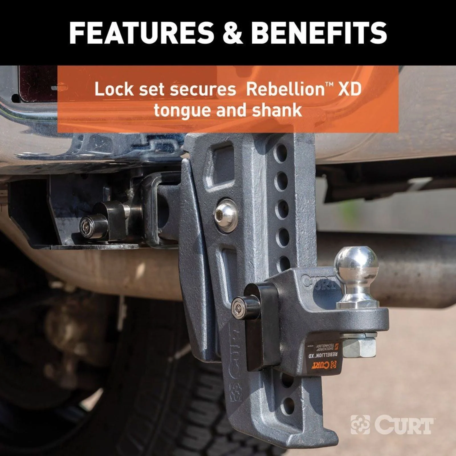 CURT | Rebellion XD Tongue And Hitch Lock Set | Keyed Alike Stainless | 45932 - Image 4