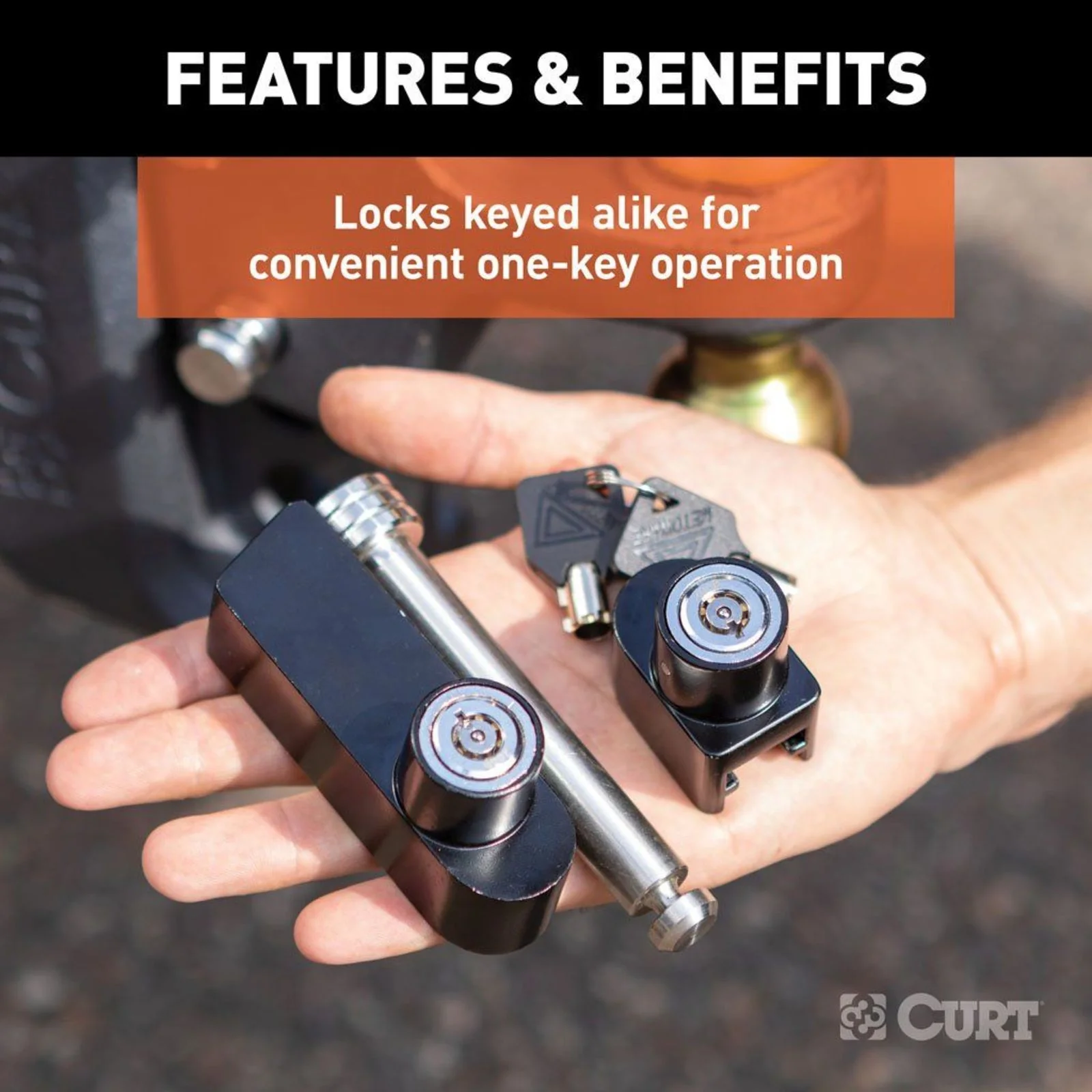 CURT | Rebellion XD Tongue And Hitch Lock Set | Keyed Alike Stainless | 45932 - Image 8