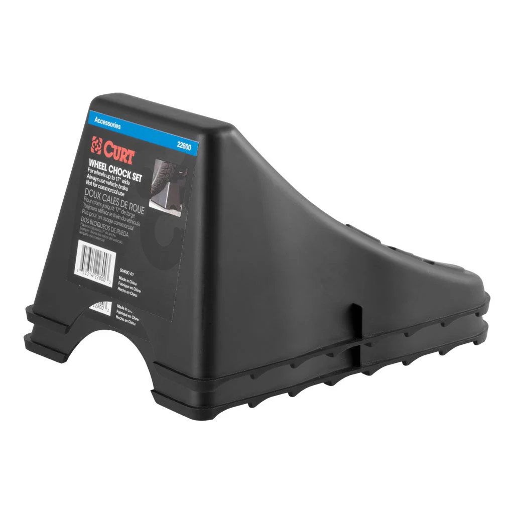 CURT | Wheel Chock Set Up To 17" Wide Wheels | Black Plastic | 22800 - Image 4